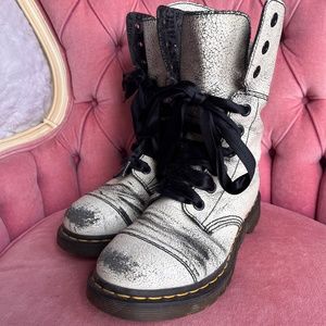 Doc Martens. Aimilita Cristal Suede 9 Eye Boot White. Ladies size 10.